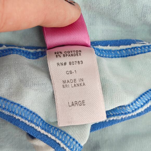 Vintage Victoria Secret PINK Blue Logo Cotton Thong Panty Womens Large - Picture 3 of 4